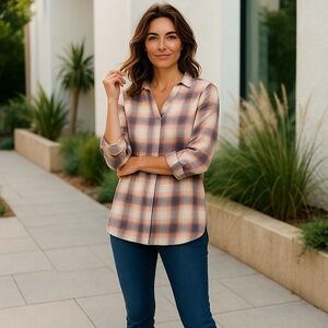 Cato | Spice Plaid Tunic Fall Vibes Boho Size Medium